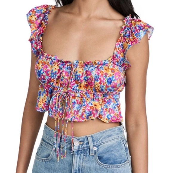 For Love And Lemons Tops - For Love & Lemons Sasha floral print cutout crop top